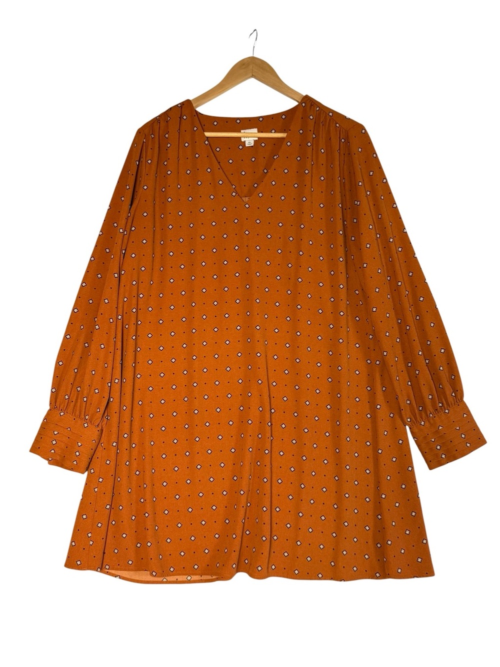 A New Day burnt orange mini dress subtle geometric pattern XL